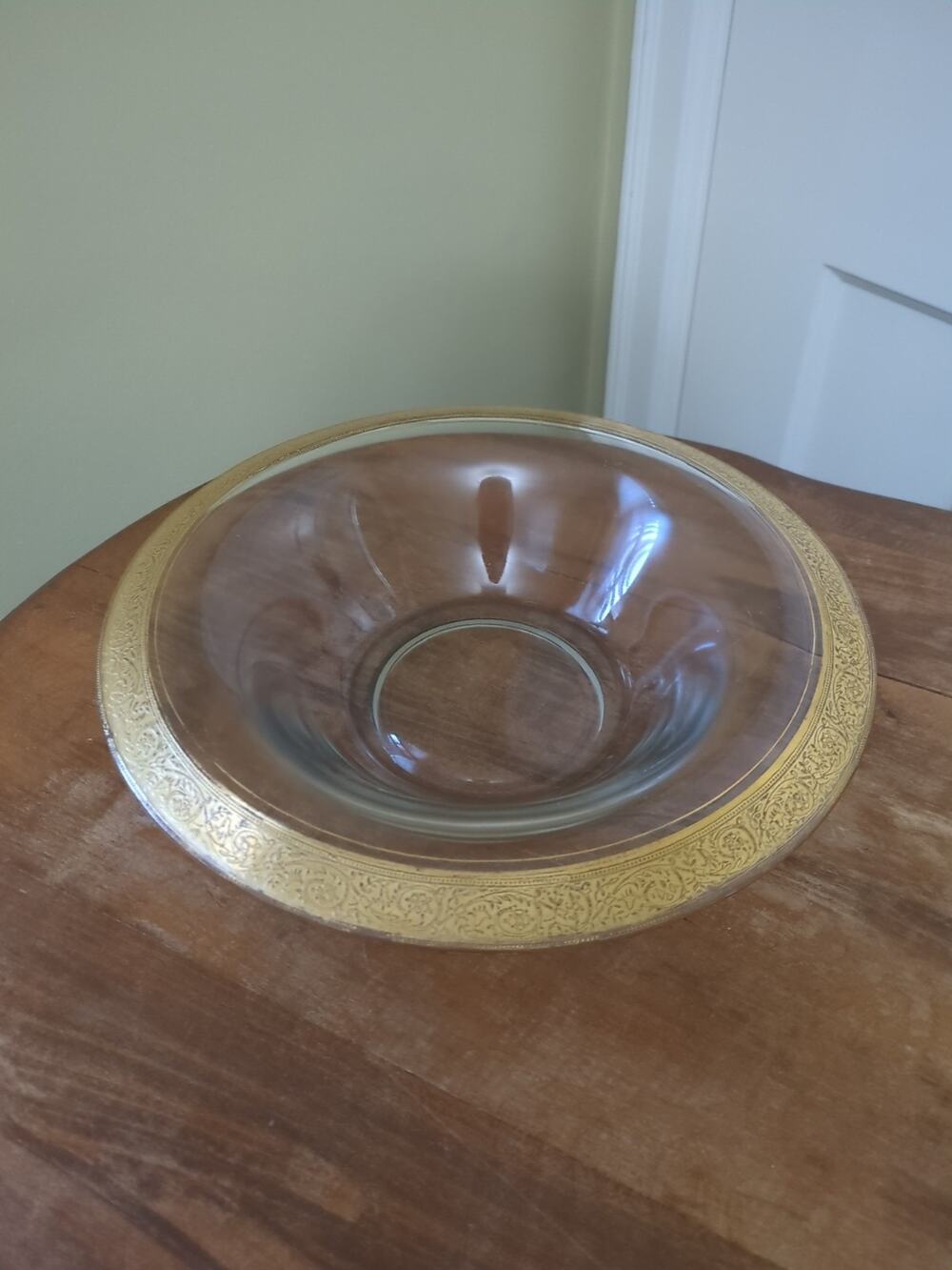 Tiffin Franciscan Serving Or Console Bowl Gold Trim Vintage